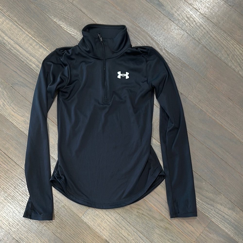 Under Armour Black 1/4 Zip Girls Athletic Top, Size YM